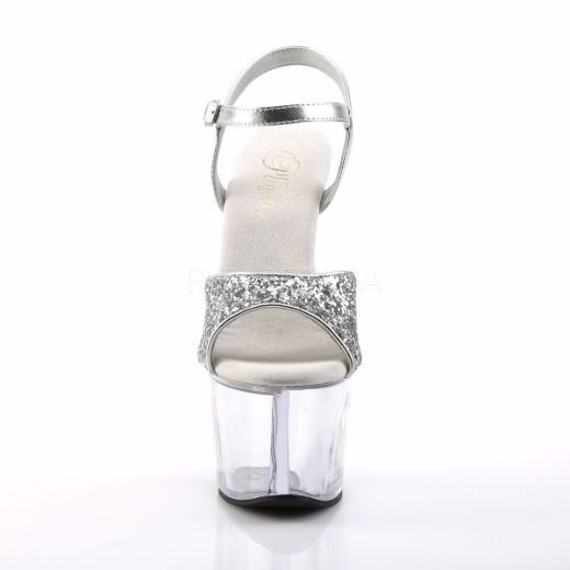 Product image of Pleaser Sky-310 Silver Glitter/Clear, 7 inch (17.8 cm) Heel, 2 3/4 inch (7 cm) Platform Sandal Shoes