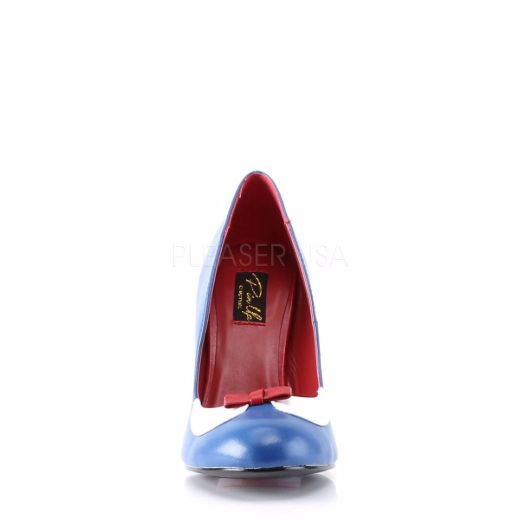 Product image of Pin Up Couture Smitten-05 Navy Blue-White Pu, 4 inch (10.2 cm) Heel Court Pump Shoes