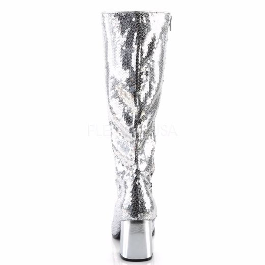 Product image of Bordello Spectacul-300Sq Silver Sequins, 3 inch (7.6 cm) Heel Knee High Boot