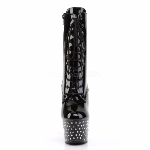 Product image of Pleaser Stardust-1020-7 Black/Black, 7 inch (17.8 cm) Heel, 2 3/4 inch (7 cm) Rhinestone Studded Platform Ankle Boot