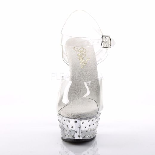 Product image of Pleaser Stardust-608 Clear/Clear, 6 inch (15.2 cm) Heel, 1 3/4 inch (4.4 cm) Platform Sandal Shoes