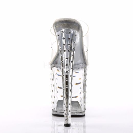 Product image of Pleaser Stardust-802 Clear/Clear, 8 inch (20.3 cm) Heel, 4 inch (10.2 cm) Platform Slide Mule Shoes