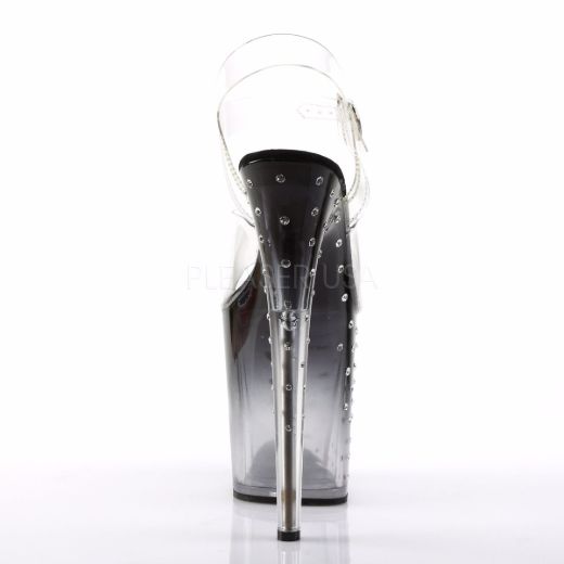Product image of Pleaser Stardust-808T Clear/Black-Clear, 8 inch (20.3 cm) Heel, 4 inch (10.2 cm) Platform Sandal Shoes
