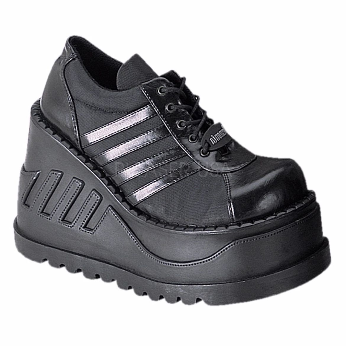 Product image of Demonia Stomp-08 Black Vegan Leather, 4 3/4 inch Platform Court Pump Shoes