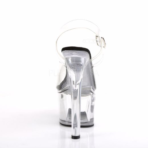Product image of Pleaser Tipjar-708-5 Clear-Black/Clear, 7 inch (17.8 cm) Heel, 2 3/4 inch (7 cm) Platform Sandal Shoes