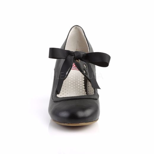 Product image of Pin Up Couture Wiggle-32 Black Faux Leather, 2 1/2 inch (6.4 cm) Cuben Heel Court Pump Shoes