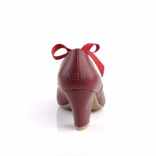Product image of Pin Up Couture Wiggle-32 Burgundy Faux Leather, 2 1/2 inch (6.4 cm) Cuben Heel Court Pump Shoes