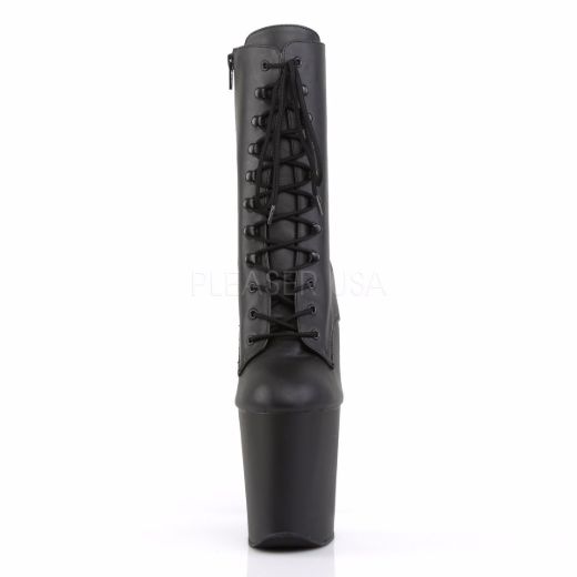 Product image of Pleaser Xtreme-1020 Black Faux Leather/Black Matte, 8 inch (20.3 cm) Heel, 4 inch (10.2 cm) Platform Ankle Boot