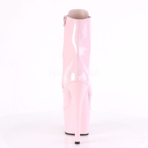 Product image of Pleaser ADORE-1020 Baby Pink Patent/Baby Pink 7 inch (17.8 cm) Heel 2 3/4 inch (7 cm) Platform Lace-Up Ankle Boot Side Zip
