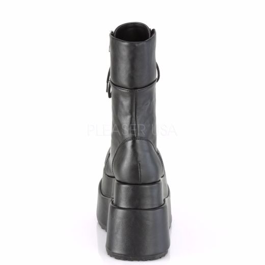 Product image of Demonia BEAR-265 Black Vegan Faux Leather 4 1/2 inch Tiered Platform Lace-Up Mid-Calf Boot Inner & Outer Zip