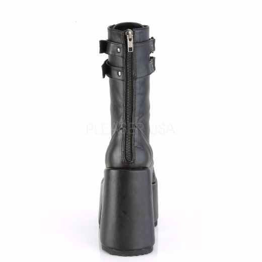Product image of Demonia CAMEL-250 Black Vegan Faux Leather 5 inch (12.7 cm) Chunky Heel 3 inch (7.5 cm) P/F Lace-Up Mid-Calf Boot Back Zip