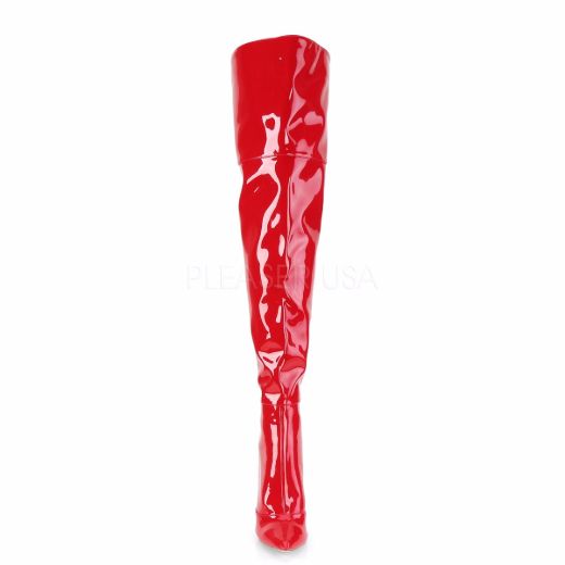 Product image of Pleaser COURTLY-3012 Red Patent 5 inch (11.6 cm) Stretch Thigh High Boot Back Zip