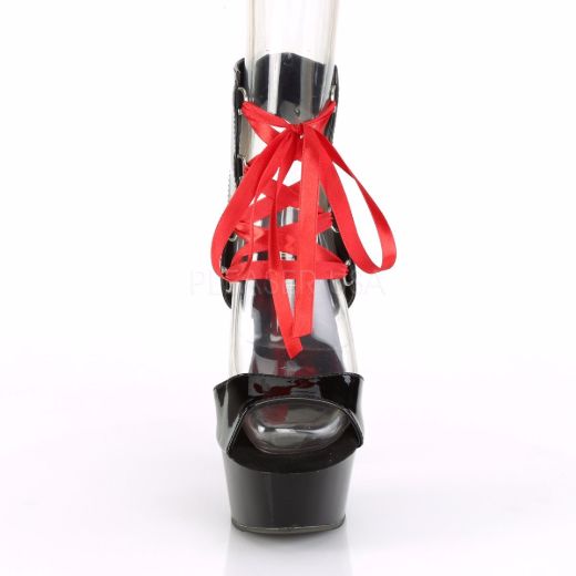 Product image of Pleaser DELIGHT-600-14FH Black Patent/Black 6 inch (15.2 cm) Heel 1 3/4 inch (4.5 cm) Platform Front Lace-Up Sandal With  Corset Lacing Shoes