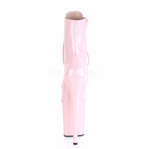Product image of Pleaser FLAMINGO-1020 Baby Pink Patent/Baby Pink 8 inch (20.3 cm) Heel 4 inch (10.2 cm) Platform Lace-Up Ankle Boot Side Zip