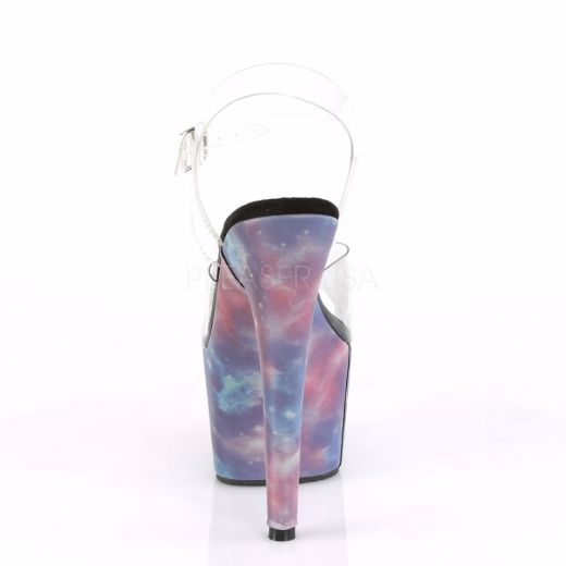 Product image of Pleaser ADORE-708REFL Clear/Purple-Blue Reflective 7 inch (17.8 cm) Heel 2 3/4 inch (7 cm) Platform Ankle Strap Sandal With  Reflective Effect Shoes