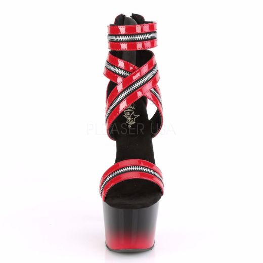 Product image of Pleaser ADORE-766 Red Patent/Black-Red 7 inch (17.8 cm) Heel 2 3/4 inch (7 cm) Platform Ankle Strap Sandal