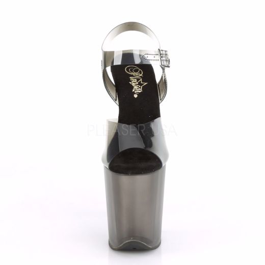Product image of Pleaser FLAMINGO-808N-T Black Gradient Polyurethane (Pu)/Smoke Tinted 8 inch (20 cm) Heel 4 inch (10 cm) Tinted Platform Ankle Strap Sandal Shoes