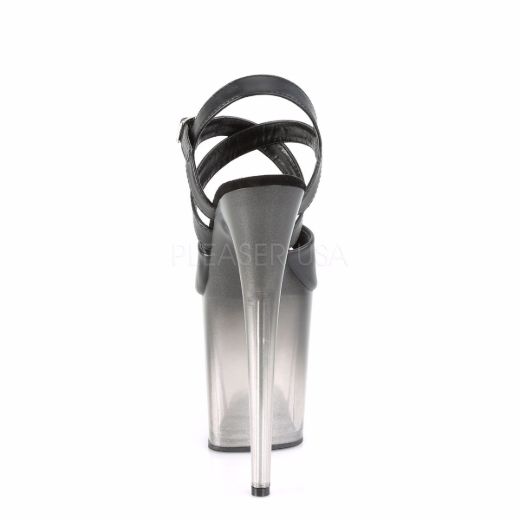 Product image of Pleaser FLAMINGO-822T Black Faux Leather/Faded Black 8 inch (20 cm) Heel 4 inch (10 cm) Platform Criss-Cross Ankle Strap Sandal Shoes