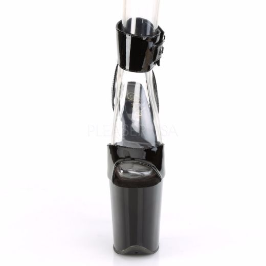Product image of Pleaser FLAMINGO-891 Black Patent/Black 8 inch (20 cm) Heel 4 inch (10 cm) Platform Ankle Strap Sandal Shoes