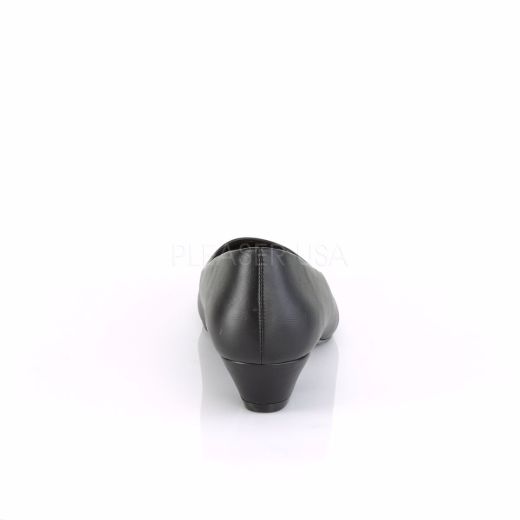 Product image of Pleaser Pink Label GWEN-01 Black Faux Leather 1 1/4 inch (3.2 cm) Block Heel Classic Pump Court Pump Shoes