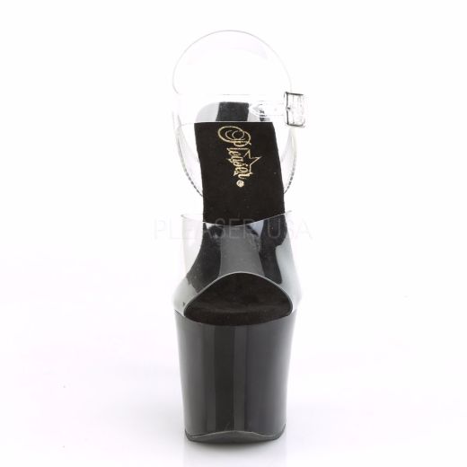 Product image of Pleaser LOVETHORN-708 Clear/Black 7 inch (17.8 cm) Rose Thron Heel 3 1/4 inch (8.3 cm) Platform Ankle Strap Sandal Shoes
