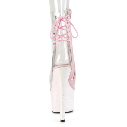 Product image of Pleaser ADORE-1018C Clear/Multicolour Multicolour Glitter 7 inch (17.8 cm) Heel 2 3/4 inch (7 cm) Platform Open Toe/Heel Ankle Boot Side Zip