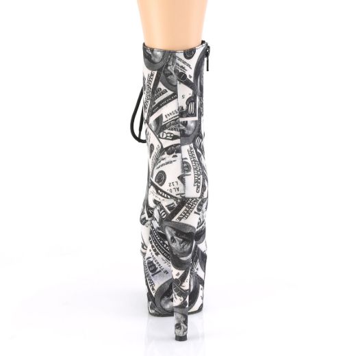 Product image of Pleaser ADORE-1020DP White-Black Fabric/White-Black Fabric 7 inch (17.8 cm) Heel 2 3/4 inch (7 cm) Platform Lace-Up Front Ankle Boot Side Zip