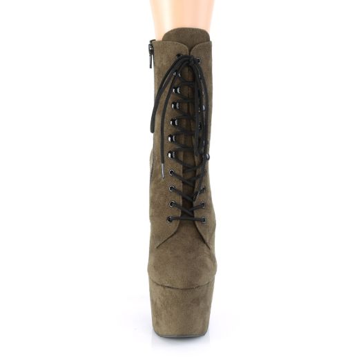Product image of Pleaser ADORE-1020FS Emerald Green Faux Suede/Emerald Green 7 inch (17.8 cm) Heel 2 3/4 inch (7 cm) Platform Lace-Up Front Ankle Boot Side Zip