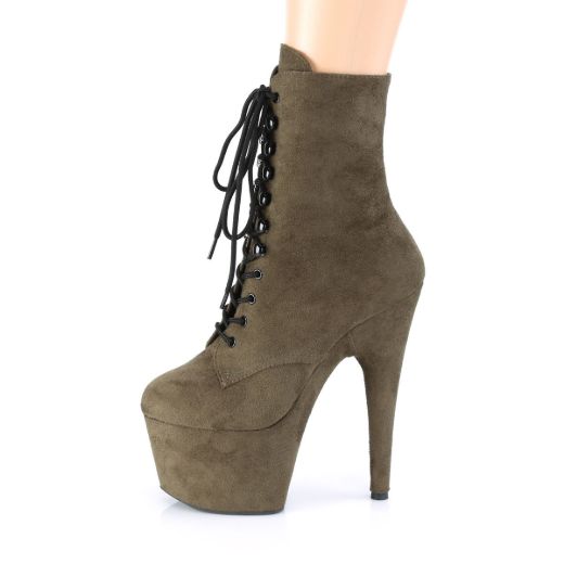 Product image of Pleaser ADORE-1020FS Emerald Green Faux Suede/Emerald Green 7 inch (17.8 cm) Heel 2 3/4 inch (7 cm) Platform Lace-Up Front Ankle Boot Side Zip