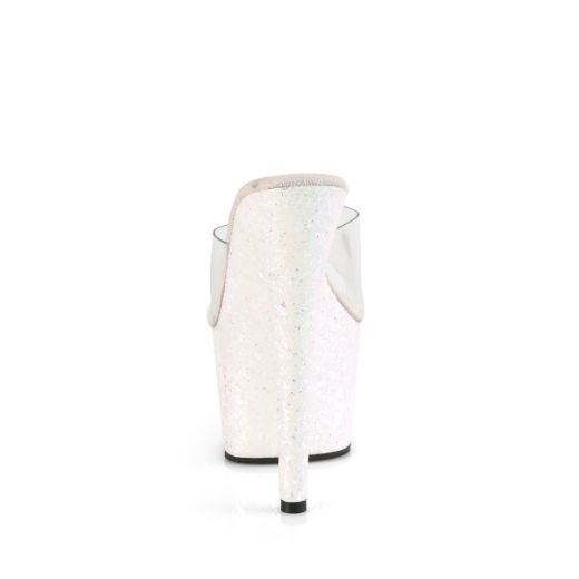 Product image of Pleaser ADORE-701LG Clear/Multicolour Multicolour Glitter 7 inch (17.8 cm) Heel 2 3/4 inch (7 cm) Platform Slide Slide Mule Shoes