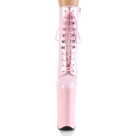 Product image of Pleaser BEYOND-1020 Baby Pink Patent/Baby Pink 10 inch (25.5 cm) Heel 6 1/4 inch (16 cm) Platform Lace-Up Ankle Boot Side Zip