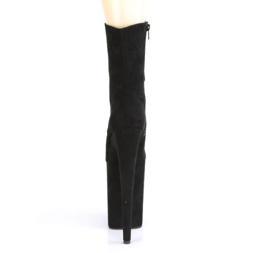 Product image of Pleaser INFINITY-1020FS Black Faux Suede/Black Faux Suede 9 inch (23 cm) Heel 5 1/4 inch (13.5 cm) Platform Lace-Up Front Ankle Boot Side Zip