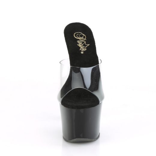 Product image of Pleaser SKY-301CRS Clear/Black-Silver Rhinestones Rhinestones 7 inch (17.8 cm) Heel 2 3/4 inch (7 cm) Platform Slide Slide Mule Shoes