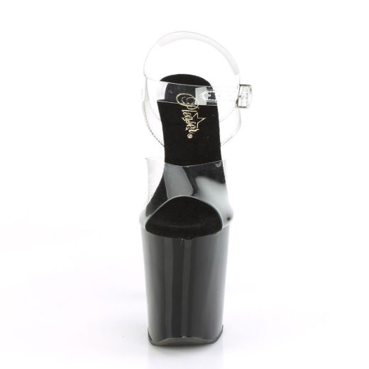 Product image of Pleaser XTREME-808CRS Clear/Black-Silver Rhinestones 8 inch (20 cm) Heel 4 inch (10 cm) Platform Ankle Strap Sandal With  Contrast Rhinestones Shoes