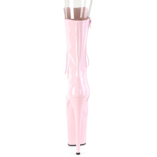 Product image of Pleaser FLAMINGO-1051 Baby Pink Patent/Baby Pink 8 inch (20 cm) Heel 4 inch (10 cm) Platform Lace-Up Glitter Ankle Boot Side Zip