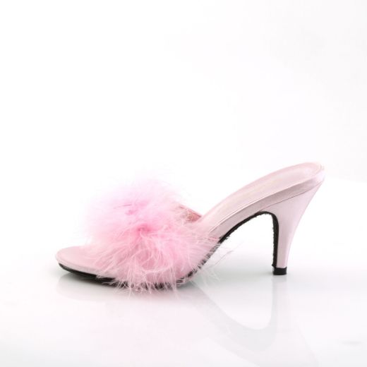 Product image of Fabulicious AMOUR-03 Baby Pink Polyurethane (Pu)-Faux Fur 3 inch (7.6 cm) Classic Faux Feathers Slipper