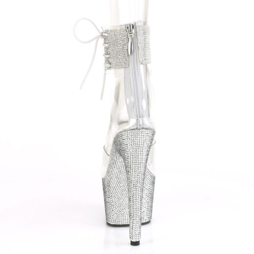 Product image of Pleaser BEJEWELED-724RS Clear/Silver Rhinestones 7 inch (17.8 cm) Heel 2 3/4 inch (7 cm) Platform Ankle Cuff Sandal With Rhinestones Back Zip