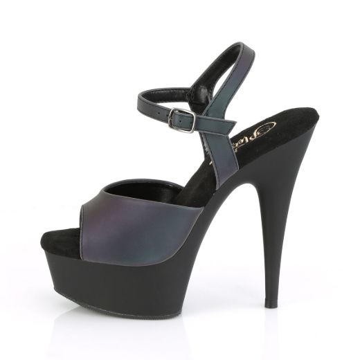 Product image of Pleaser DELIGHT-609REFL Green Multicolour Reflective/Black Matte 6 inch (15.2 cm) Heel 1 3/4 inch (4.5 cm) Platform Ankle Strap Sandal With Reflective Effect Shoes
