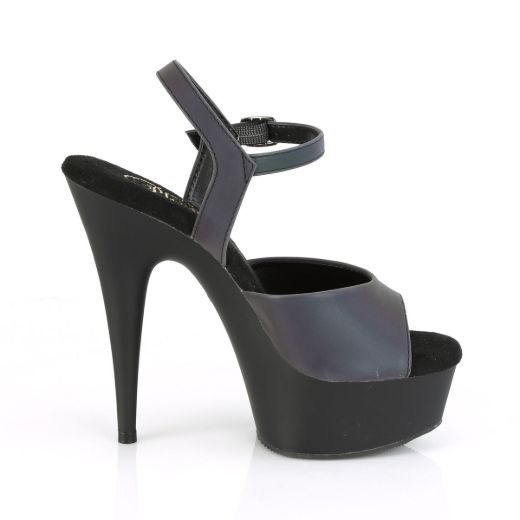 Product image of Pleaser DELIGHT-609REFL Green Multicolour Reflective/Black Matte 6 inch (15.2 cm) Heel 1 3/4 inch (4.5 cm) Platform Ankle Strap Sandal With Reflective Effect Shoes