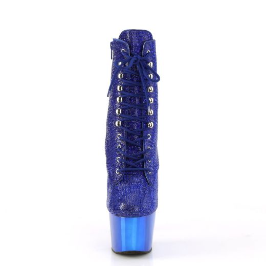 Image of Pleaser ADORE-1020CHRS Royal Blue RS/Royal Blue Chrome 7 Inch Heel  2 3/4 Inch PF RS Embellished Ankle Boot Side Zip