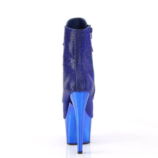 Image of Pleaser ADORE-1020CHRS Royal Blue RS/Royal Blue Chrome 7 Inch Heel  2 3/4 Inch PF RS Embellished Ankle Boot Side Zip