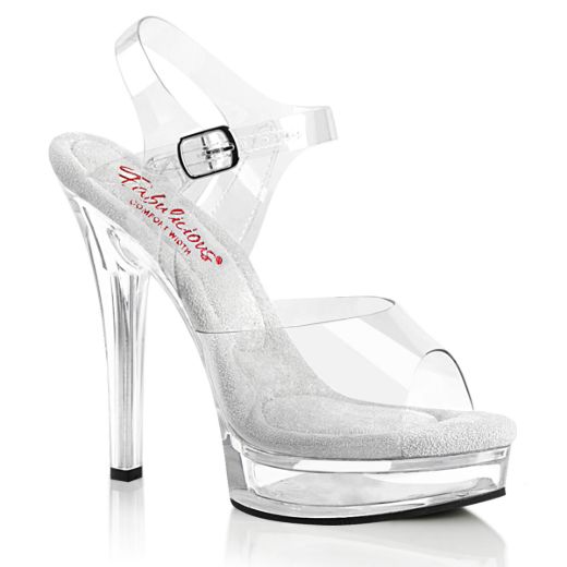 Image of Fabulicious MAJESTY-508 Clr/Clr 5 Inch Heel 7/8 Inch PF Ankle Strap Sandal