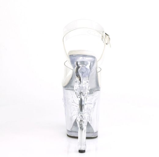 Image of Pleaser RAPTURE-808 Clr/Clr 8 Inch Finger Bone Heel 4 Inch Skull PF Ankle Strap Sandal