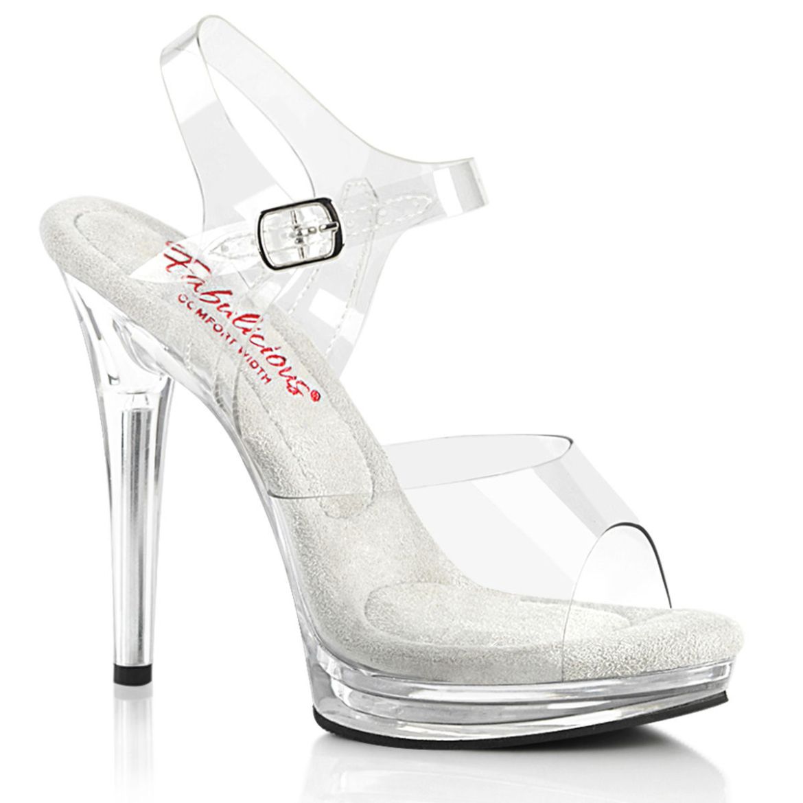 Image of Fabulicious GLORY-508 Clr/Clr 5 Inch Heel 3/4 Inch PF Ankle Strap Sandal