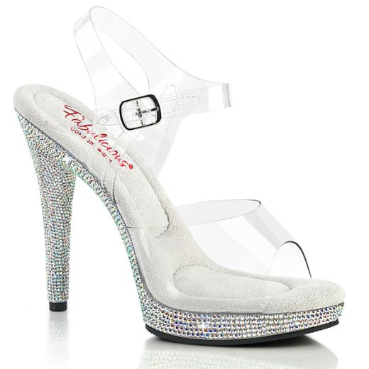 Image of Fabulicious GLORY-508DM Clr/Slv Multi RS 5 Inch Heel 3/4 Inch PF Ankle Strap Sandal