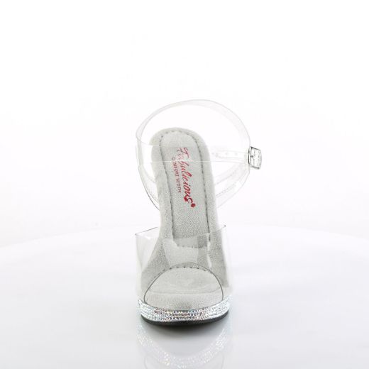 Image of Fabulicious GLORY-508DM Clr/Slv Multi RS 5 Inch Heel 3/4 Inch PF Ankle Strap Sandal