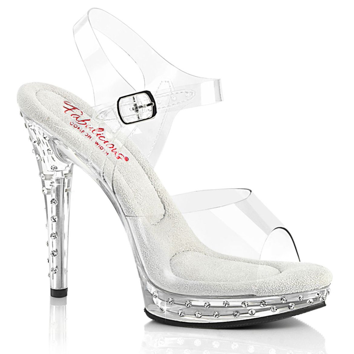 Image of Fabulicious GLORY-508SDT Clr/Clr 5 Inch Heel 3/4 Inch PF Ankle Strap Sandal