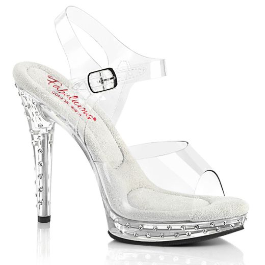 Image of Fabulicious GLORY-508SDT Clr/Clr 5 Inch Heel 3/4 Inch PF Ankle Strap Sandal