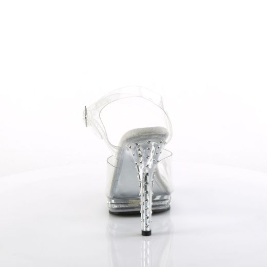 Image of Fabulicious GLORY-508SDT Clr/Clr 5 Inch Heel 3/4 Inch PF Ankle Strap Sandal