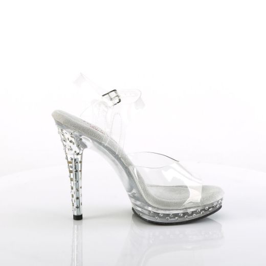 Image of Fabulicious GLORY-508SDT Clr/Clr 5 Inch Heel 3/4 Inch PF Ankle Strap Sandal